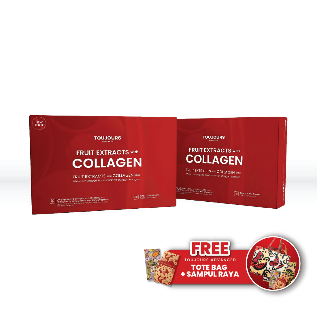 Booster Glow 1 - 2 x Toujours Advanced Fruit Extracts with Hydrolyzed Collagen Peptide Drink (30 Sachets)