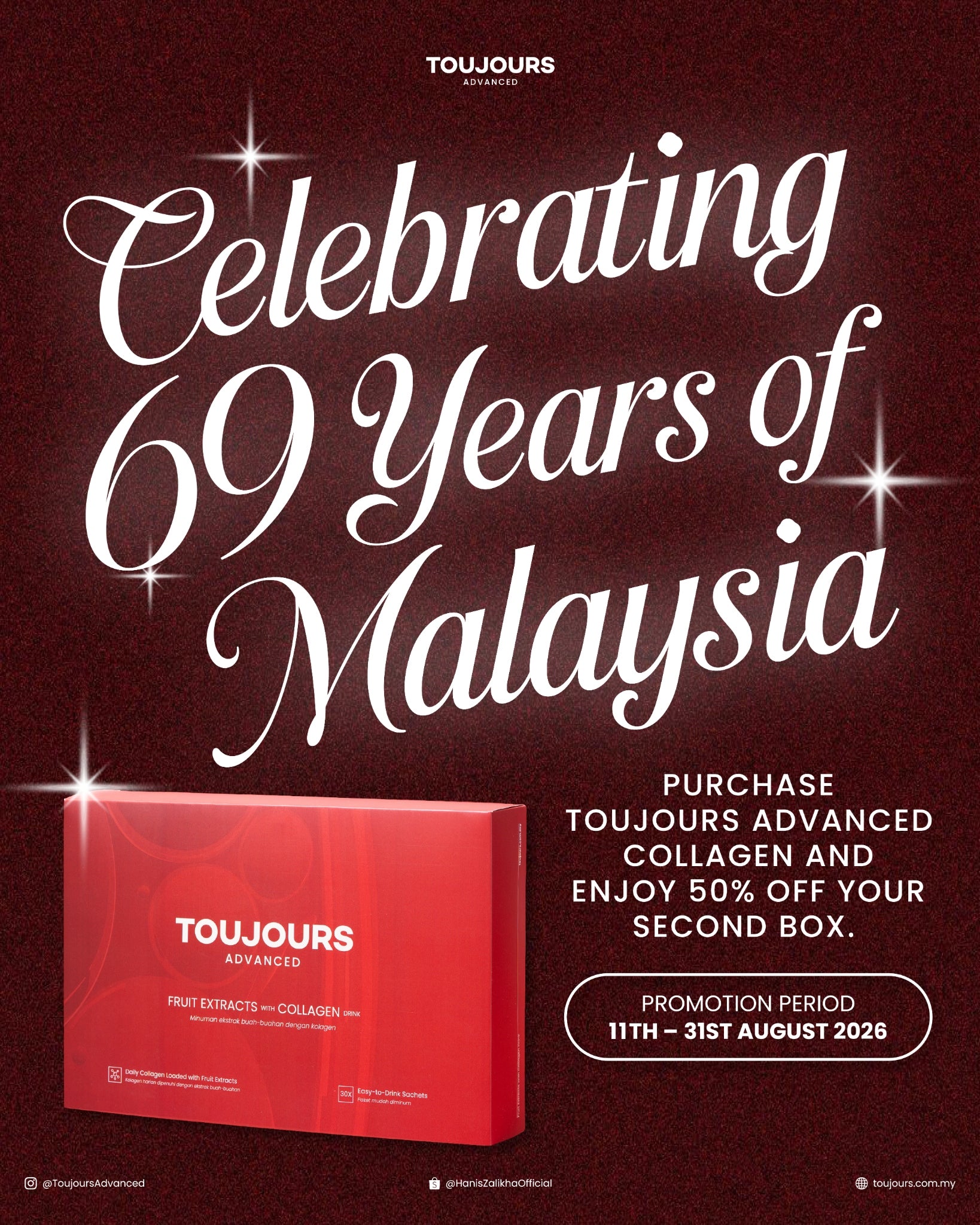 Toujours Advanced Fruit Extracts with Hydrolyzed Collagen Peptide Drink (30 Sachets)