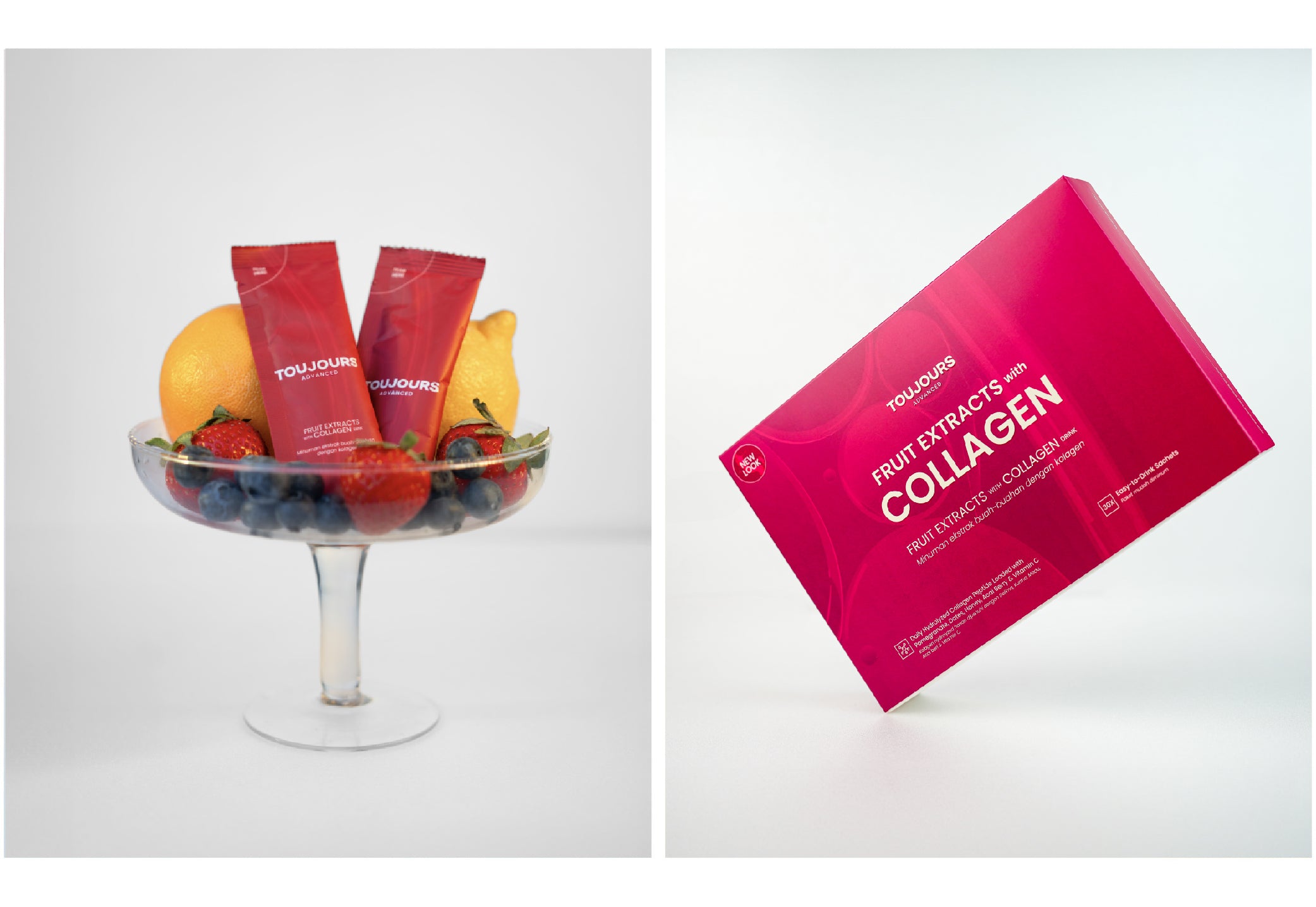 Toujours Advanced Fruit Extracts with Hydrolyzed Collagen Peptide Drink (30 Sachets)