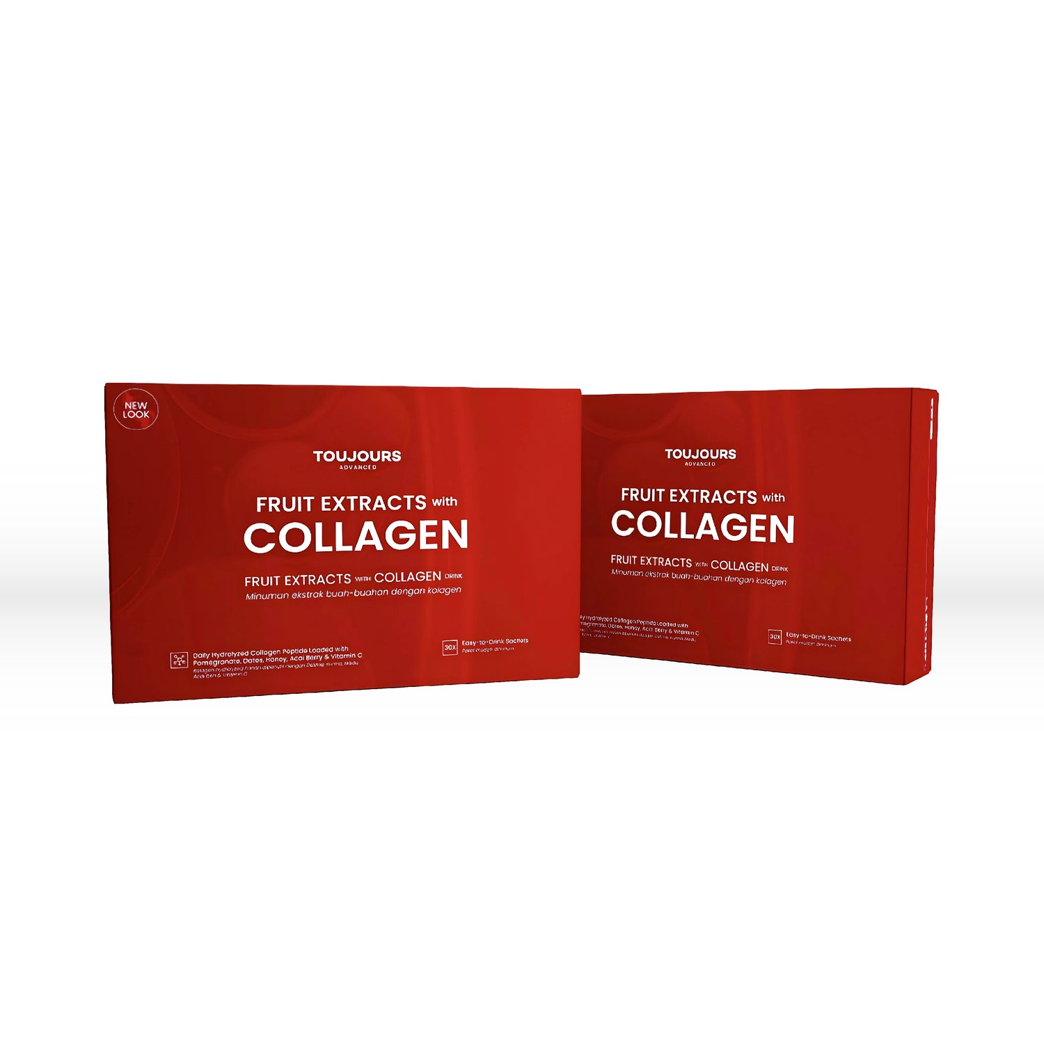 Booster Glow 1 - 2 x Toujours Advanced Fruit Extracts with Hydrolyzed Collagen Peptide Drink (30 Sachets)